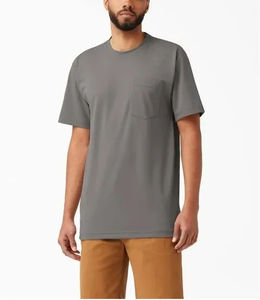 Camiseta de color sólido para hombre, ropa base de cuello redondo holgada elástica con hombros normales y material de poliéster/algodón - Product Image 1
