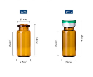 Vial de Vidrio Borosilicato Ámbar Transparente Estéril con Tapón de Goma y Tapa Personalizada para Envasado de Polvo de Péptidos - Product Image 2