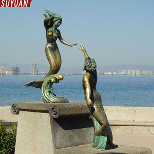 Escultura de Bronce de Tritón y <span class=keywords><strong>Nereida</strong></span> a Tamaño Real para Exteriores, Estilo Marino, Técnica de Fundición, Impresión Offset, Colores Personalizables - Product Image 4
