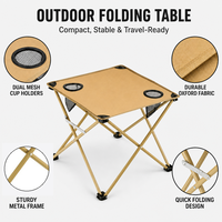 Table de camping pliable portable en gros pour barbecue en plein air, plage, randonnée, bureau pliable en tissu Oxford avec sac de rangement