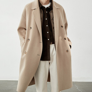 Cappotto Invernale da <span class=keywords><strong>Uomo</strong></span> 2026 in Lana e Cashmere, Lungo, Doppio Petto, con Risvolto, Caldo, Morbido, di Alta Qualità, Tinta Unita, alla Moda - Product Image 3