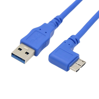 Kabel Hard Drive PVC/PTFE/nilon berinsulasi 90 derajat sudut kanan kiri BM ke USB 3.0 AM
