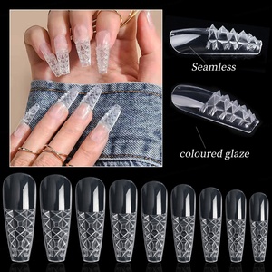 Boîte de 120 faux ongles transparents en ABS à presser, forme Stiletto, carrés, papillon, French Manucure, couverture complète - Product Image 4