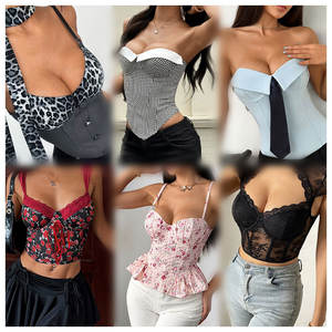 Camisas sin mangas de verano a cuadros Rojas envolventes en el pecho sexis para mujer, blusa para mujer, ropa, camisas, ropa usada - Product Image 4