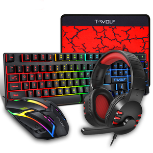Hurricane Beast Factory Original 4-en-1 Slim USB <span class=keywords><strong>Clavier</strong></span> <span class=keywords><strong>Souris</strong></span> Casque <span class=keywords><strong>Combo</strong></span> pour Gamers 104 Touches Interface USB Membrane Nouveau - Product Image 1
