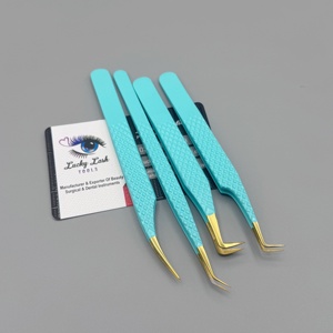 แหนบต่อขนตา LUCKY LASH TOOLS รุ่นยอดนิยม สีเขียวอมฟ้า ผลิตจากสแตนเลสสตีล ป้องกันไฟฟ้าสถิต ปลายเรียบเนียน รับทำโลโก้ส่วนตัว - Product Image 2