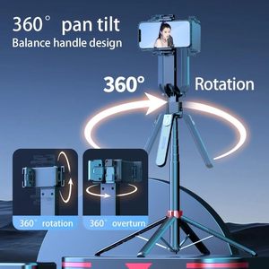 Q185 Stabilisateur intelligent IA avec suivi automatique du visage, longueur 1800 mm, anti-tremblement, trépied à quatre pieds, perche à selfie pour diffusion en direct - Product Image 4