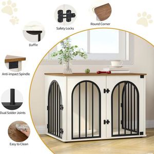 Heavy Duty Wooden <b>Dog</b> Crate Pet <b>Cage</b> Horizontal Sliding/Hook Loop Closure Quadrate Shape Small/<b>Medium</b>/Large <b>Dogs</b> Indoor - Product Image 4