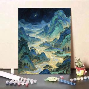 デジタル油絵DIY手描きヒーリング風景装飾絵画リビングルーム吊り絵画 - Product Image 3