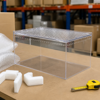Boîte d'élevage pour reptiles en acrylique transparent avec couvercle coulissant, vue entièrement transparente, ventilée, tailles S, M, L, XL