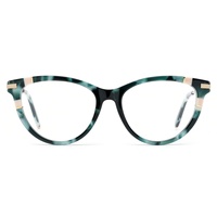 Monturas ópticas hechas a mano de lujo Retro ojo de gato acetato y anteojos de Metal diseño de arco moderno para mujer