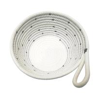 Panier de rangement multifonctionnel personnalisable à motif tacheté brodé, de taille moyenne, de forme ronde, avec poignée en corde de coton