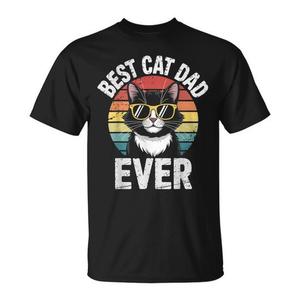 Maglietta vintage per la festa del papà con stampa 'Miglior papà di gatti di sempre' - Product Image 1