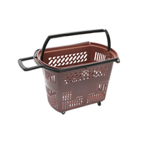 Panier à roulettes en plastique pour supermarché, panier de courses en plastique avec roues