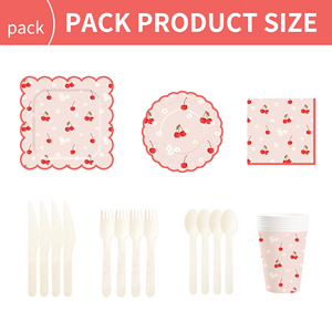 DAMAI Nouveau design personnalisé sur le thème des fruits, assiettes en papier jetables roses, gobelets, serviettes avec un ensemble de vaisselle cerise - Product Image 6