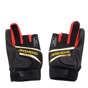 Gants de pêche Jinsheng noirs et rouges, trois doigts, synthétiques, unisexes, avec motif nid d'abeille, pour le printemps et l'automne - Product Image 3