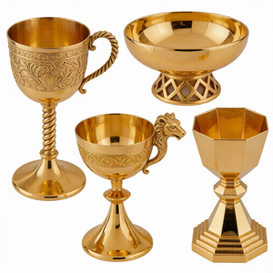 Cáliz de Iglesia de Latón de Lujo Personalizado, Copa Religiosa de Alta Calidad para Iglesia y Bodas - Product Image 1