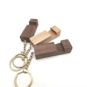 Factory Price Accessory Handmade Mini Wood Key Chains Multifunction Portable Mobile Phone Holder Engraved Keychains