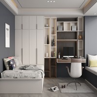 Ensemble de meubles de chambre et de bureau modernes : armoire, bureau, bibliothèque – Personnalisable, directement de l'usine
