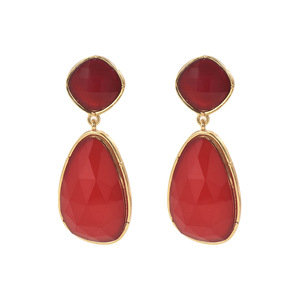 Geometric Drop <b>Earrings</b> With Gemstone Inlay Stainless Steel Ear <b>Posts</b> For Party Women Fashion Jewelry EH4968 - Product Image 5
