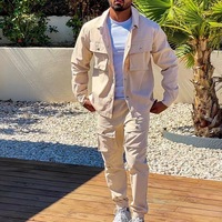 Ensemble Homme Décontracté de Haute Qualité Veste et Pantalon Nouvelle Collection Printemps Automne Survêtement Couleur Unie Coupe Ample Très Tendance