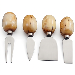 Classic <b>Cheese</b> Spreader <b>Set</b> With Wood Round Handle Elegant Cutlery Serving Flatware Dining Ware And Tabletop <b>Set</b> Of 4 - Product Image 1