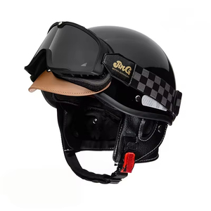 Casco de Motocicleta Retro de Media Cara, Carcasa de ABS, Resistente a Impactos de Alta Resistencia, Casco de Motocicleta Abierto - Product Image 1