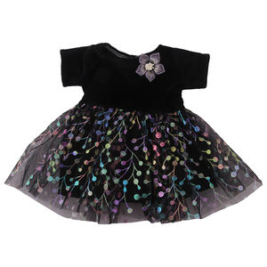 Pakaian boneka anak perempuan, gaun pesta elegan 18 inci dengan dekorasi bunga, pakaian boneka anak perempuan gaya Amerika - Product Image 3