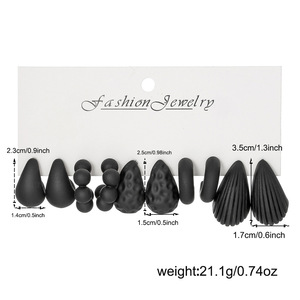Fashion Jewelry Geometric <b>Black</b> C Shaped <b>Earrings</b> Set For Women <b>Stud</b> <b>Earrings</b> With Steel Posts - Product Image 4