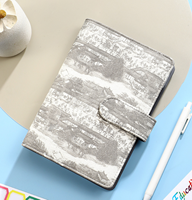 Carnet de budget A6 en cuir PU avec motifs de peinture traditionnelle chinoise, à feuilles mobiles, pour la gestion des dépenses et l'économie d'argent