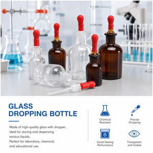 Flacon compte-gouttes en verre ambré transparent Degao avec corps transparent pour une observation facile de la couleur du réactif et du volume restant - Product Image 2