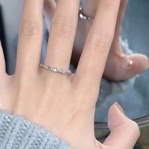 Diamond Ring For Women Round Brilliant Cut Twisted Open Design Everyday Wear Geometric Shape Light Luxury Jewelry - Product Image 1