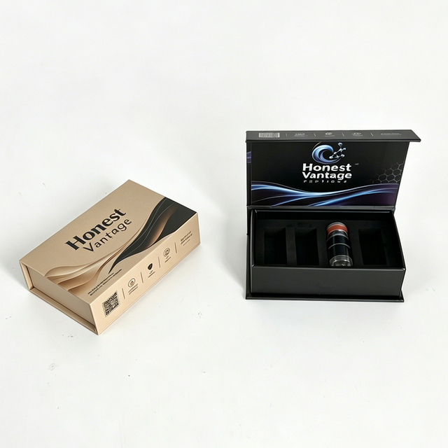 Custom Brand 3ml 5ml 10ml Peptide Vial Rigid Cardboard Box Packaging 2-Vial 4-Vial Magnetic Box with EVA Insert