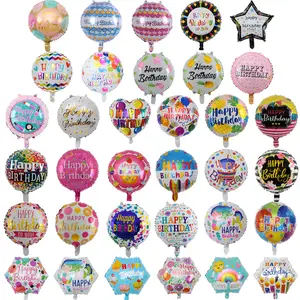 18 "feliz Aniversário Balões Folha Rodada Mylar Balão De Hélio Decorações Do Partido Suprimentos