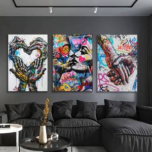 Decorazione per ufficio stampa su tela Pop Art Design Street Graffiti colorati design moderno nuovo Design decorazione murale pittura a olio - Product Image 1
