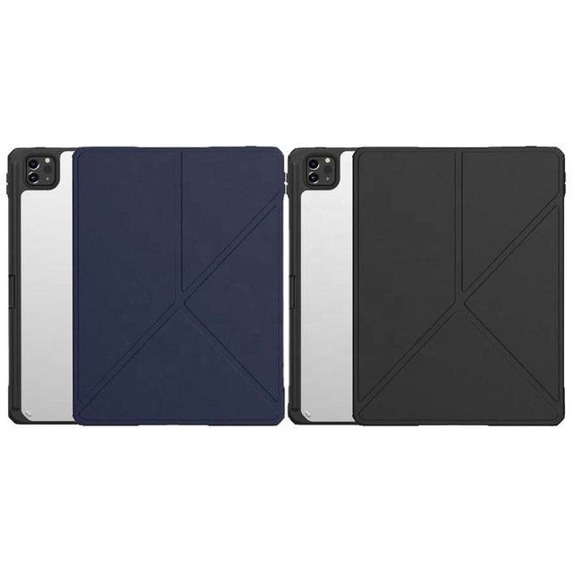 Tablet Leather Smart Cover Case for Ipad Pro 12.9 2021 Adjustable Stand Case with Pencil Holder for iPad 12.9 Inch 2021
