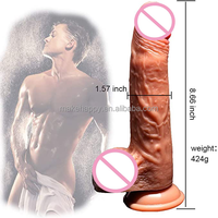Populaire Godemiché réaliste géant en silicone avec télécommande sans fil et fonction de poussée, Godemiché à harnais anal, Vibrateur Godemiché, Jouets sexuels pour femmes