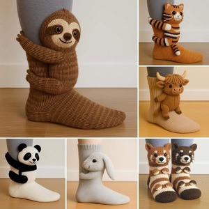 Calcetines de Punto de Alta Calidad DN-BB-25101203 con Diseño 3D de Animales Adorables para Otoño e Invierno, Calcetines Navideños, Calcetines para el Suelo, Calcetines Cálidos - Product Image 2