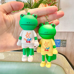 QY Cartoon Long Leg Frog Keychain Cute 3D PVC Rubber Animal Pendant Silicone <b>Key</b> <b>Ring</b> <b>Bag</b> Charm Gift for Kids Women - Product Image 3