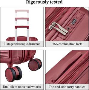 <span class=keywords><strong>Valise</strong></span> à roulettes portable légère <span class=keywords><strong>en</strong></span> ABS de 20 pouces avec roulettes pivotantes, serrure approuvée par la TSA, port USB, ensemble de bagages de haute qualité - Product Image 6
