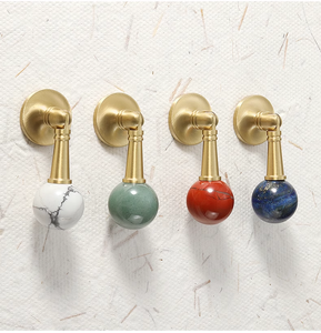 Sıcak satış katı pirinç dolap doğal kristal çekmece kolları mutfak kolu çeker - Product Image 3