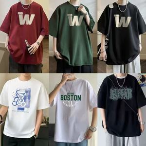 T-shirts en coton pour hommes à impression numérique, vente en gros, t-shirt d'été en maille mélangée, manches courtes, col rond, style hip-hop - Product Image 1