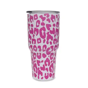 New Comer 30 Oz Báo Hồng Valentine Của Tumbler Phụ Nữ Thép Không Gỉ Đôi Tường Chân Không Cup 50 Cái Kỳ Nghỉ Lovers Cheetah Quà Tặng