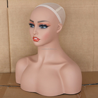 Kepala Manekin Wig Wanita Afrika-Amerika Realistis Warna Hitam Glam PVC Berkualitas Tinggi Harga Grosir Murah Dengan Bahu