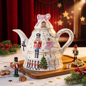 Teiera in Ceramica con Stampa Natalizia Vintage, Grande Capacità, Multiuso, per Tè alle Erbe e Acqua Fredda, con Manico a Forma di Ballerina, Decorazione Natalizia per la Casa - Product Image 5