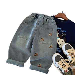 Jeans Rectos Casuales Ecológicos de Mezclilla Azul Claro con Estampado Animal y Bordado Intenso para Niños y Niñas, Primavera 2026 - Product Image 5