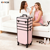 Valise de Maquillage Professionnelle à Roulettes avec Diviseurs, Organisateur de Voyage pour Cosmétiques, Trolley de Maquillage sur Roues – Vente en Gros Usine