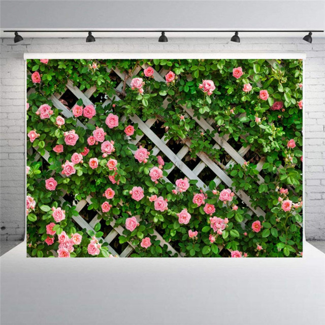 7x5ft Spring Floral Photo Background Green Leaf Fence Wedding Bridal Backdrop for Photography for Birthday Photo Booths