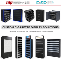 TERMEIN Vitrine de présentation de tabac en acrylique avec LED RGB, verrouillable, à volet roulant et couvercle rabattable, pour magasin de tabac