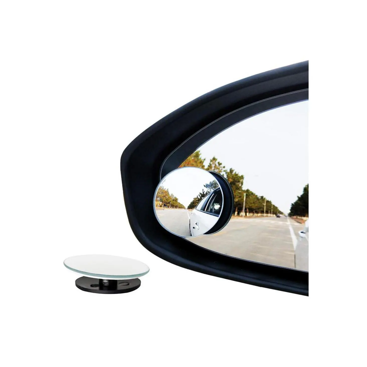 Car Camera Mirror Rear View Car Mirror Cover 12" Wide Angle Universal Curve Convex Rear-View Interior Clip On Original (White